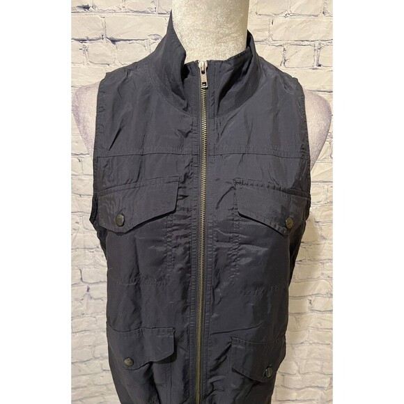Ann Taylor Loft Navy Blue Sleevless Lightweight Zip Up Vest Medium - Picture 2 of 6